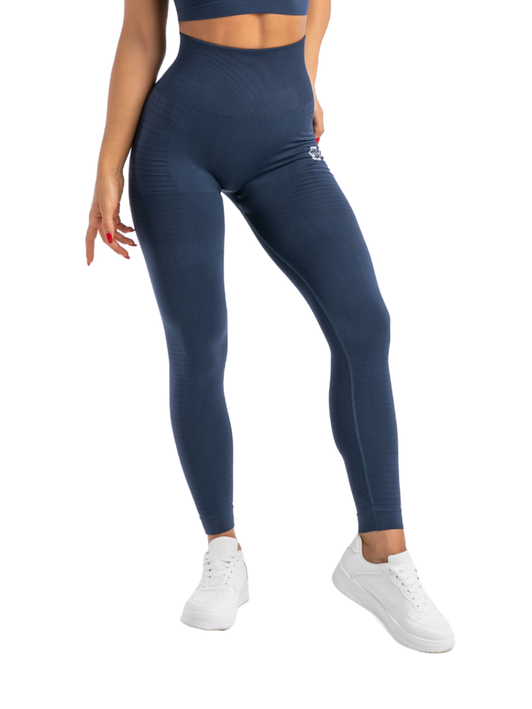 Legíny sportovní dámské bezešvé (Push Up) s kompresí Navy Perfect Shape