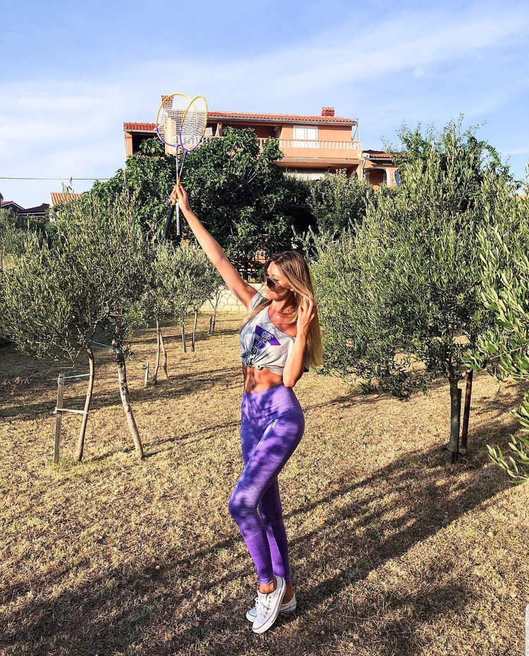 Legíny bezešvé Violet Melange Shape (Push Up)